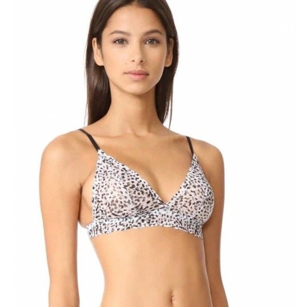 Cosabella Sweet Treats Soft Bra Bralette Medium Snow Leopard Cheetah Sheer Italy